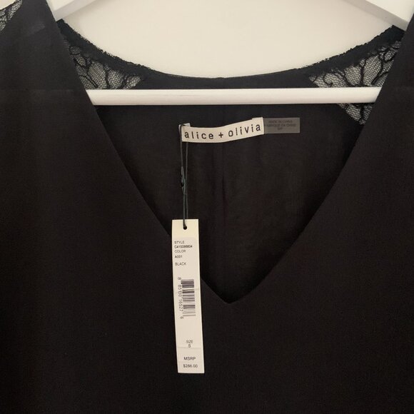 NWT Alice + Olivia Black Silk Top - Picture 5 of 8